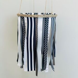 Hanging Ribbon Mobile Navy, White and Grey